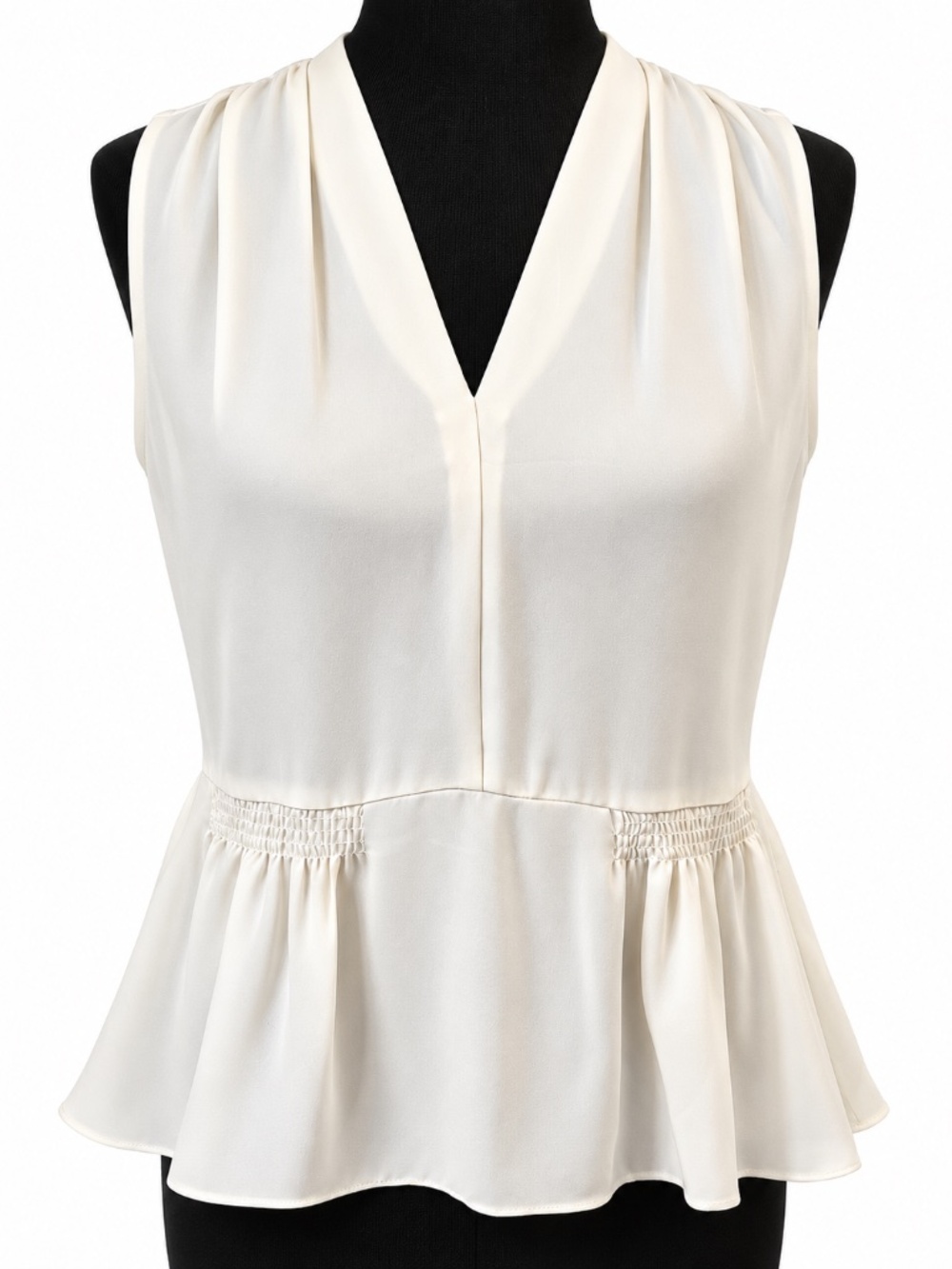 Rebecca Taylor Ivory 100% Silk Peplum Blouse